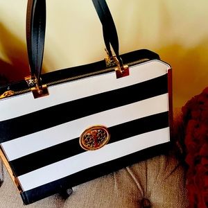 Black/White Striped Handbag